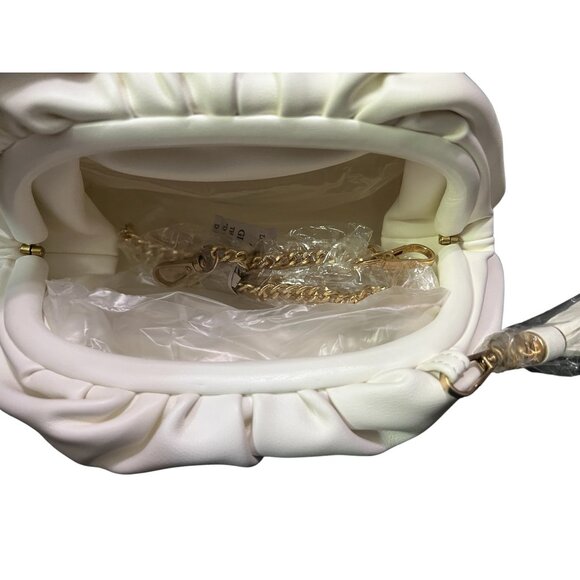 Understated Leather NWT Crescent Clutch Vegan Leather Ivory Detachable Crossbody - Picture 10 of 11